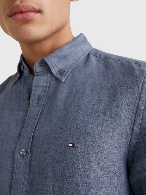 Tommy Hilfiger Pigment Dyed Regular Fit Linen Ingek Férfi Kék | TH281FYP