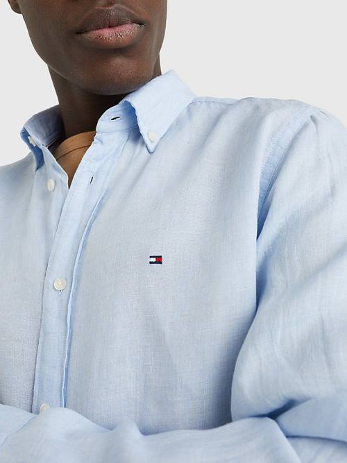 Tommy Hilfiger Pigment Dyed Regular Fit Linen Ingek Férfi Kék | TH457CFP