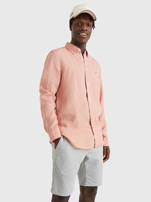 Tommy Hilfiger Pigment Dyed Regular Fit Linen Ingek Férfi Narancssárga | TH837GFL