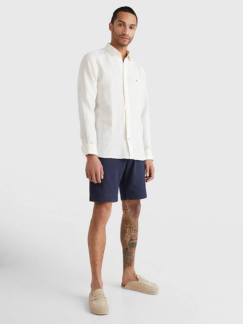 Tommy Hilfiger Pigment Dyed Regular Fit Linen Ingek Férfi Fehér | TH974ECD