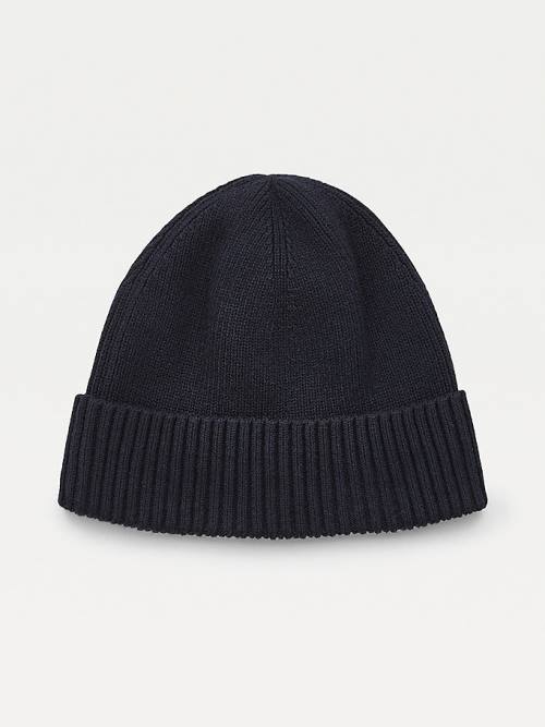 Tommy Hilfiger Pima Pamut Cashmere Cuffed Beanie Kalap Férfi Kék | TH239WYC