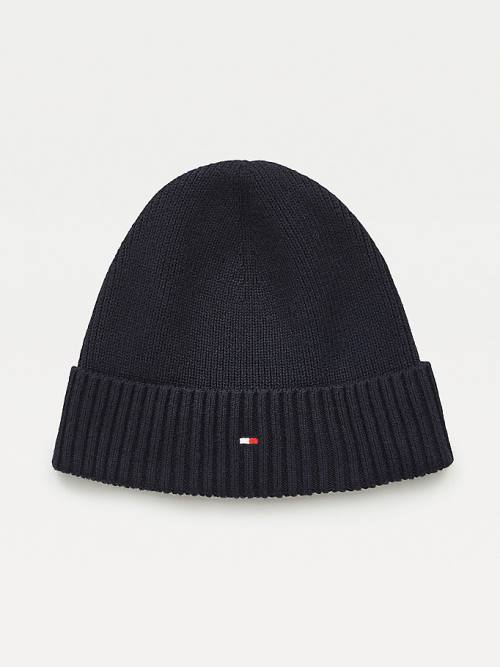 Tommy Hilfiger Pima Pamut Cashmere Cuffed Beanie Kalap Férfi Kék | TH239WYC