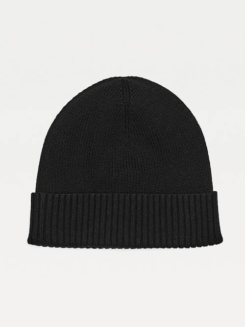 Tommy Hilfiger Pima Pamut Cashmere Cuffed Beanie Kalap Férfi Fekete | TH497RON