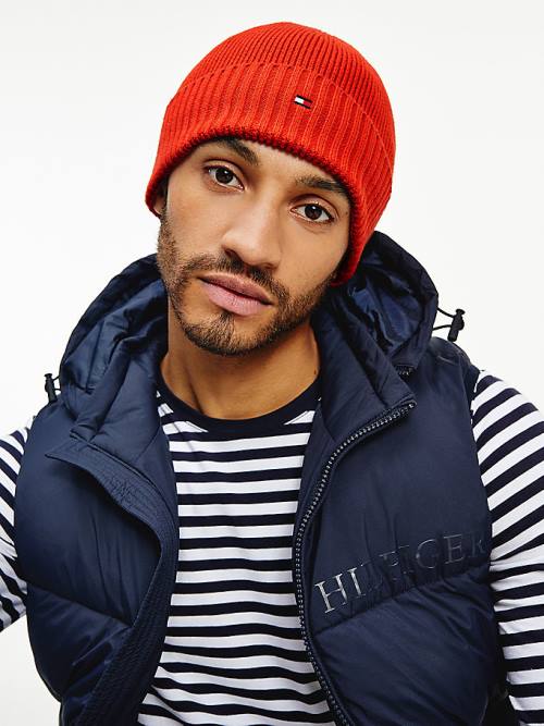 Tommy Hilfiger Pima Pamut Cashmere Cuffed Beanie Kalap Férfi Narancssárga | TH659ESW