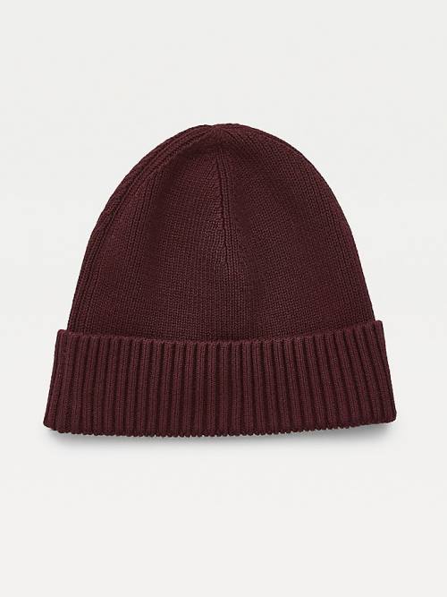 Tommy Hilfiger Pima Pamut Cashmere Cuffed Beanie Kalap Férfi Piros | TH914QTS