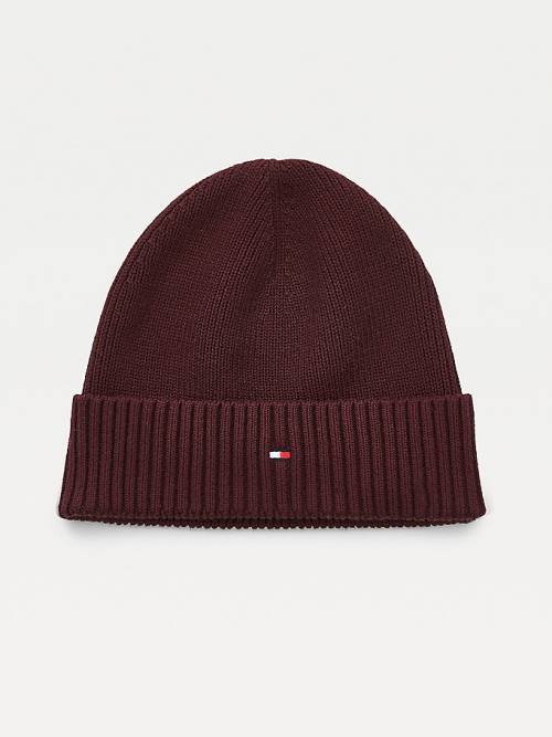 Tommy Hilfiger Pima Pamut Cashmere Cuffed Beanie Kalap Férfi Piros | TH914QTS