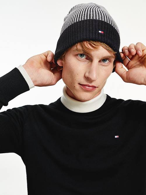 Tommy Hilfiger Pima Pamut Cashmere Double Stitch Beanie Kalap Férfi Fekete | TH036IED