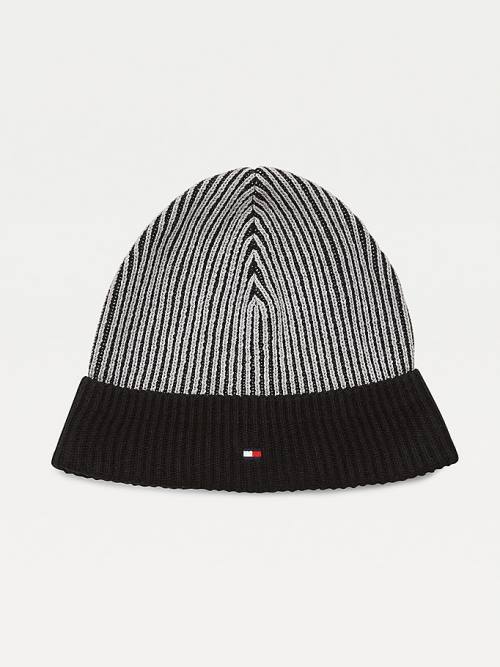 Tommy Hilfiger Pima Pamut Cashmere Double Stitch Beanie Kalap Férfi Fekete | TH036IED