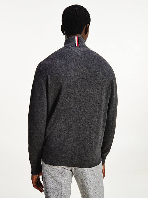 Tommy Hilfiger Pima Pamut Cashmere Half Zip Jumper Pulóverek Férfi Szürke | TH698KWD