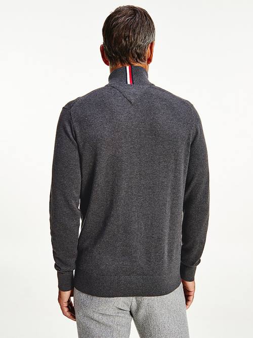 Tommy Hilfiger Pima Pamut Cashmere Half Zip Jumper Pulóverek Férfi Szürke | TH698KWD