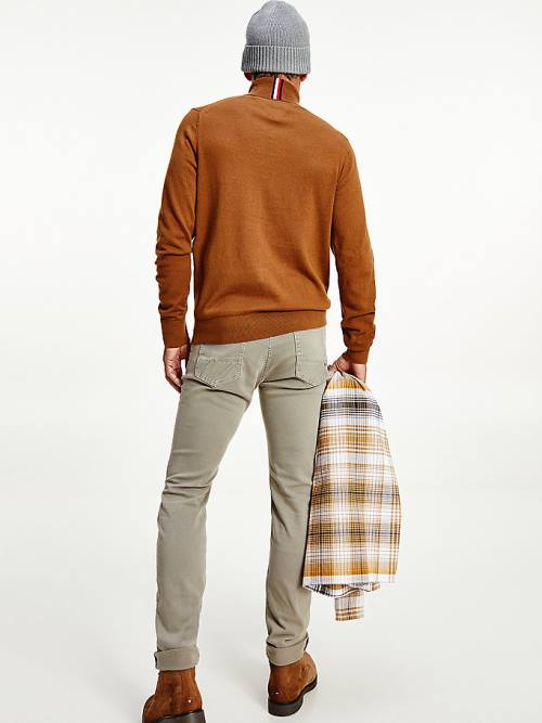 Tommy Hilfiger Pima Pamut Cashmere Roll Neck Jumper Pulóverek Férfi Barna | TH014EFX