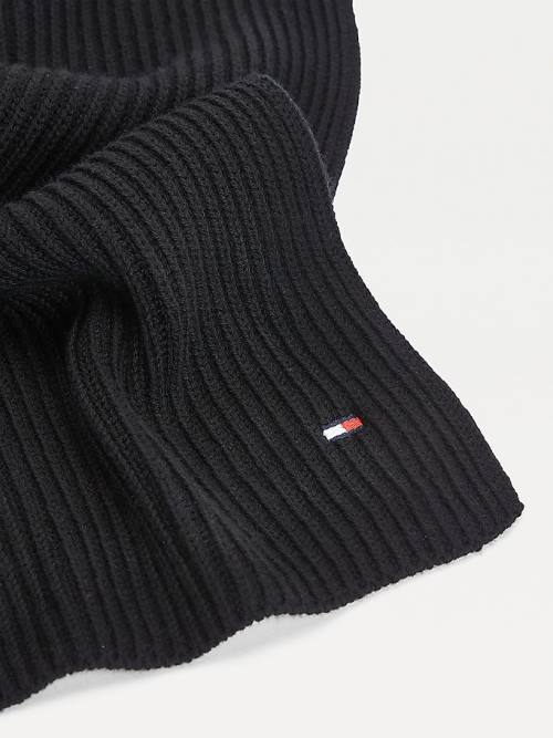 Tommy Hilfiger Pima Pamut Cashmere Sál Férfi Fekete | TH451YNQ