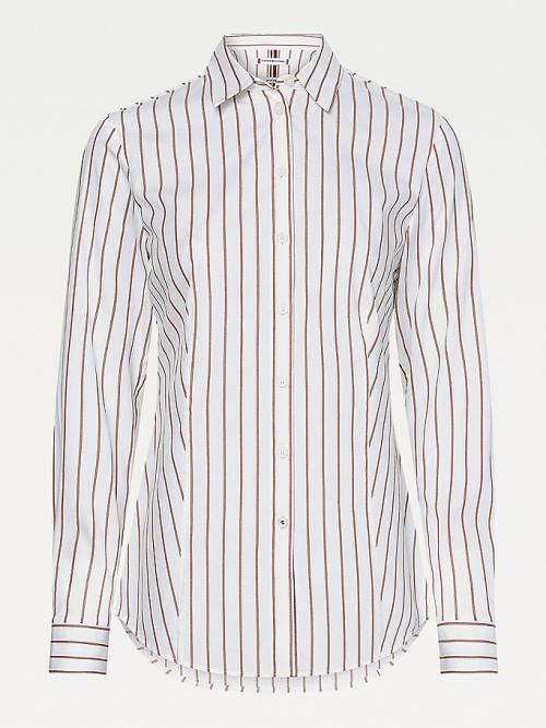 Tommy Hilfiger Pinstripe Slim Fit Ingek Női Piros | TH807ZFB