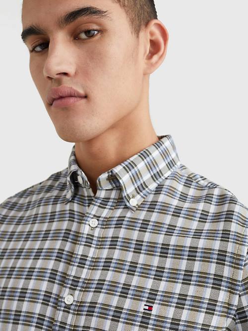 Tommy Hilfiger Plaid Check Slim Fit Oxford Ingek Férfi Kék | TH628EPT