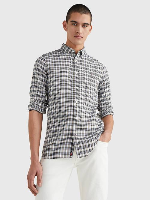 Tommy Hilfiger Plaid Check Slim Fit Oxford Ingek Férfi Kék | TH628EPT