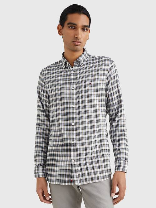 Tommy Hilfiger Plaid Check Slim Fit Oxford Ingek Férfi Zöld | TH813BFU