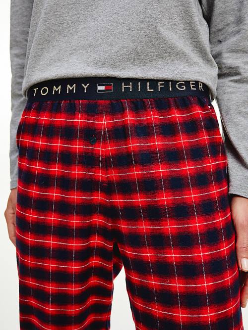 Tommy Hilfiger Plaid Stretch Flannel Set Pizsama Női Piros | TH812FDV