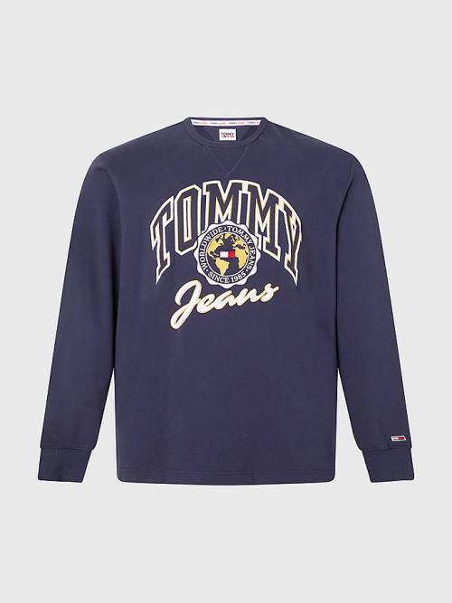 Tommy Hilfiger Plus Archive Organic Pamut Varsity Pulóver Férfi Kék | TH632FSZ