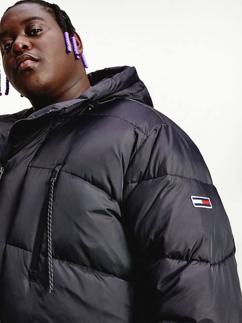 Tommy Hilfiger Plus Asymmetrical Zip Puffer Kabát Férfi Fekete | TH210WDN