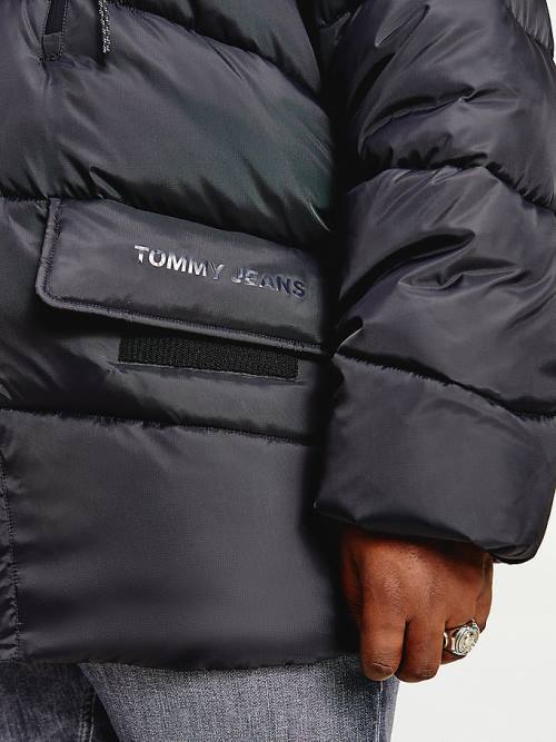 Tommy Hilfiger Plus Asymmetrical Zip Puffer Kabát Férfi Fekete | TH210WDN