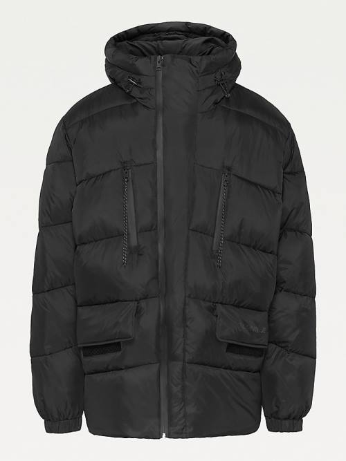 Tommy Hilfiger Plus Asymmetrical Zip Puffer Kabát Férfi Fekete | TH210WDN