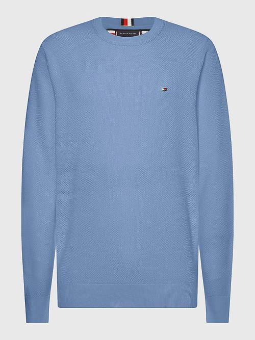 Tommy Hilfiger Plus Crew Neck Jumper Pulóverek Férfi Kék | TH089SUP