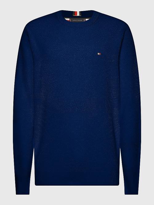 Tommy Hilfiger Plus Crew Neck Jumper Pulóverek Férfi Kék | TH431GSW