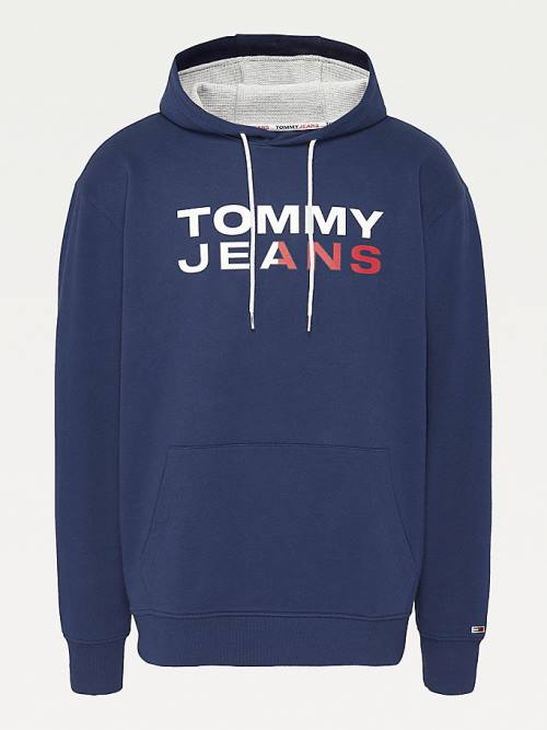 Tommy Hilfiger Plus Essential Logo Kapucnis Pulóver Férfi Kék | TH418WIO