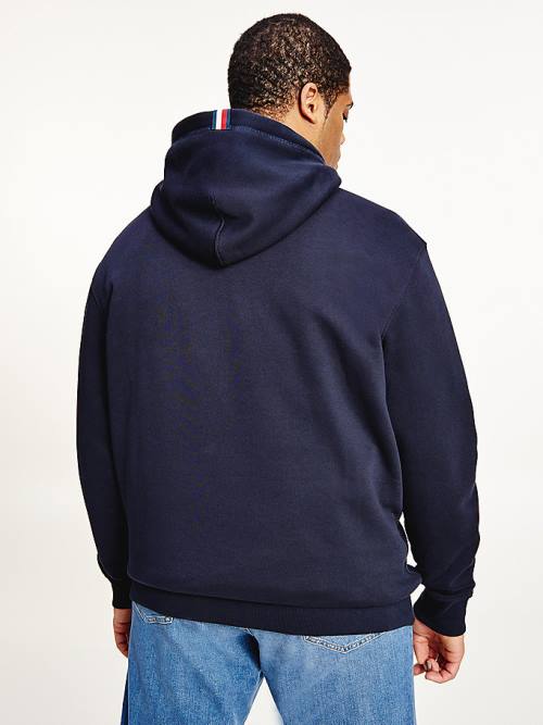 Tommy Hilfiger Plus Icons Logo Embroidery Relaxed Fit Kapucnis Pulóver Férfi Kék | TH758OYM