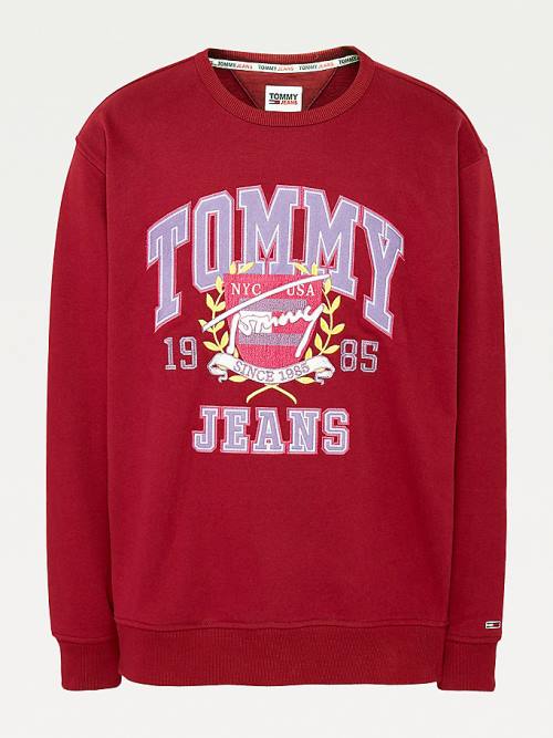 Tommy Hilfiger Plus Logo Fleece Pulóver Férfi Piros | TH274PBJ