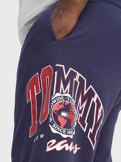 Tommy Hilfiger Plus Organic Pamut Collegiate Joggers Nadrág Férfi Kék | TH081DWX