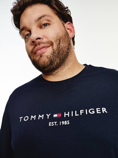 Tommy Hilfiger Plus Organic Pamut Logo Póló Férfi Kék | TH403DPG