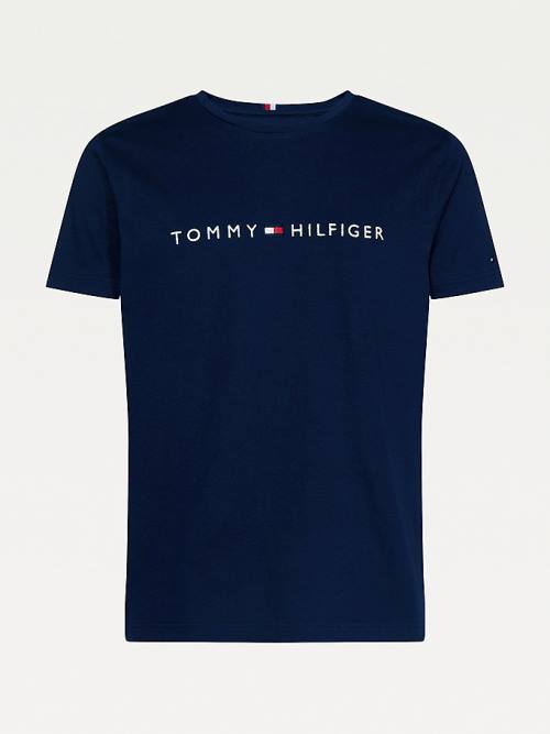 Tommy Hilfiger Plus Organic Pamut Logo Póló Férfi Kék | TH403DPG