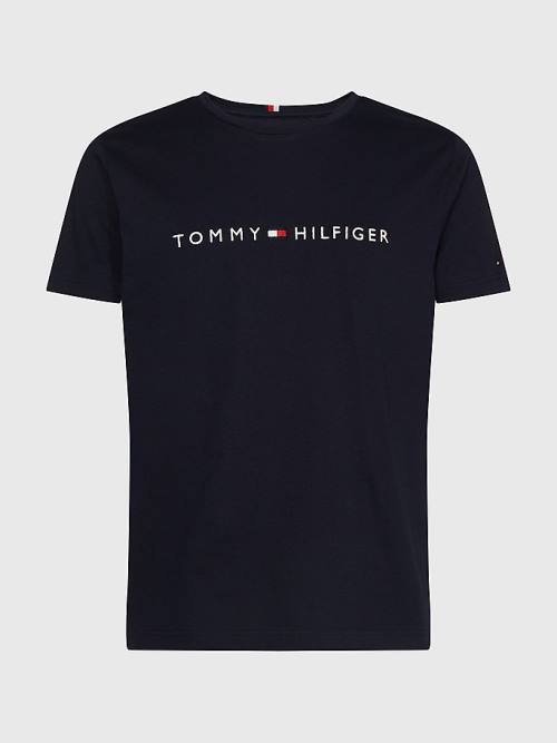 Tommy Hilfiger Plus Organic Pamut Logo Póló Férfi Kék | TH403DPG