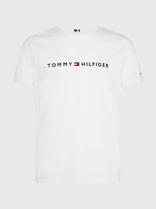 Tommy Hilfiger Plus Organic Pamut Logo Póló Férfi Fehér | TH845XMA