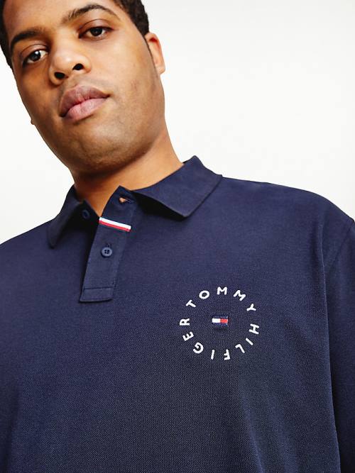 Tommy Hilfiger Plus Organic Pamut Pique Regular Fit Póló Férfi Kék | TH438CFP