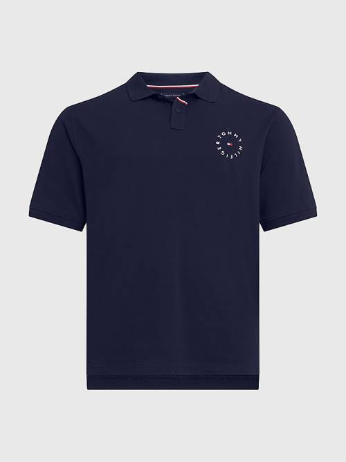 Tommy Hilfiger Plus Organic Pamut Pique Regular Fit Póló Férfi Kék | TH438CFP