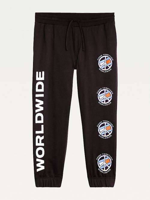 Tommy Hilfiger Plus Peace Relaxed Fit Joggers Nadrág Férfi Fekete | TH402JWH