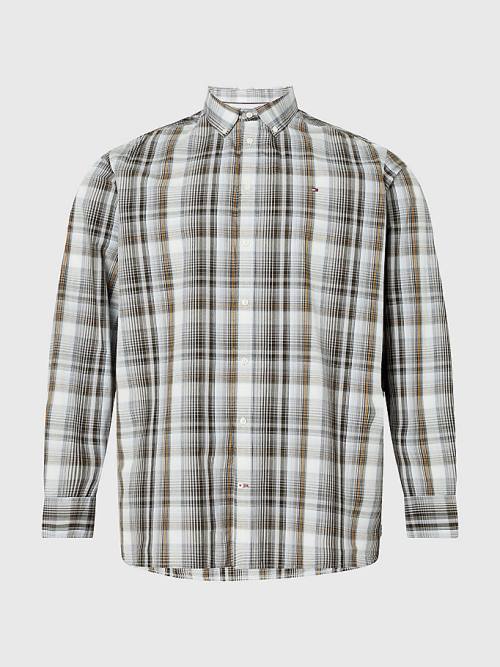 Tommy Hilfiger Plus Poplin Check Regular Fit Ingek Férfi Kék | TH645EUG