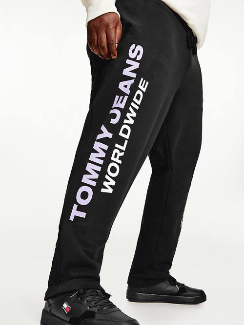 Tommy Hilfiger Plus Recycled Pamut Relaxed Fit Joggers Nadrág Férfi Fekete | TH671OKC