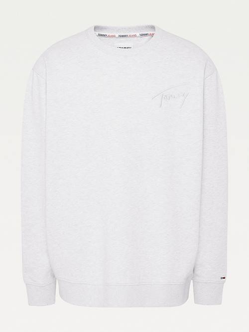 Tommy Hilfiger Plus Recycled Signature Logo Relaxed Pulóver Férfi Szürke | TH931ULC