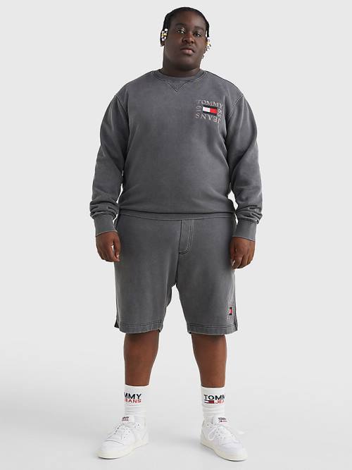 Tommy Hilfiger Plus Relaxed Crew Neck Pulóver Férfi Fekete | TH309PIT