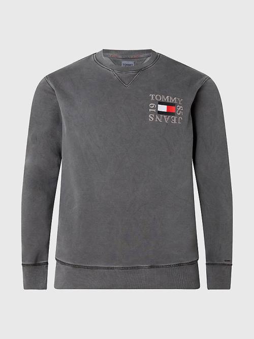 Tommy Hilfiger Plus Relaxed Crew Neck Pulóver Férfi Fekete | TH309PIT