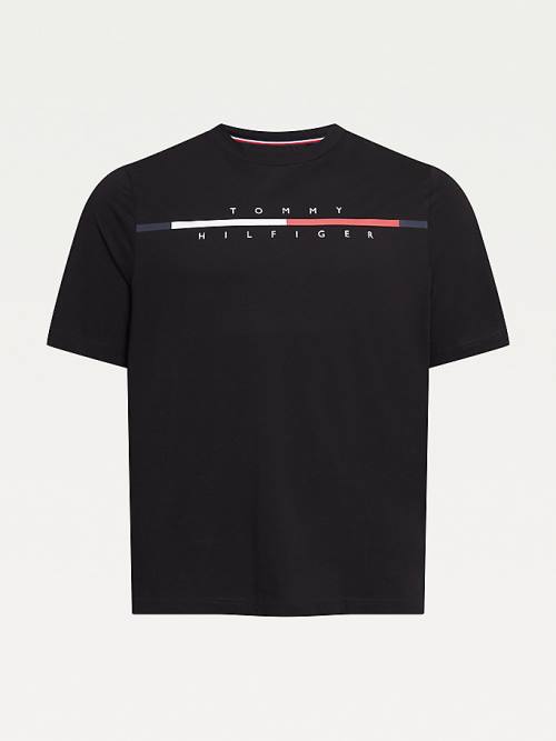 Tommy Hilfiger Plus Signature Split Logo Póló Férfi Fekete | TH716SIC