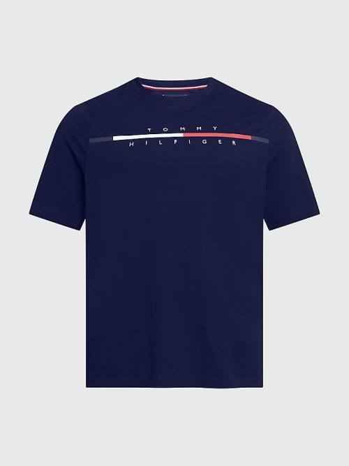 Tommy Hilfiger Plus Signature Split Logo Póló Férfi Kék | TH923OWH