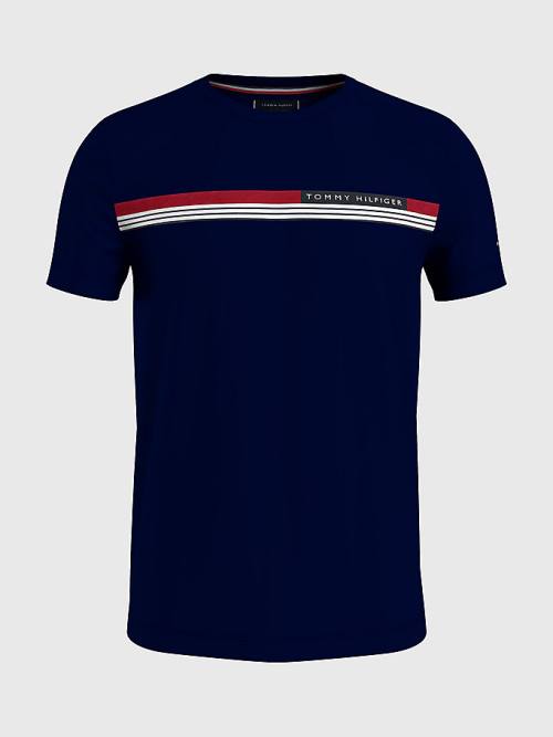 Tommy Hilfiger Plus Signature Tape Póló Férfi Kék | TH519ANT