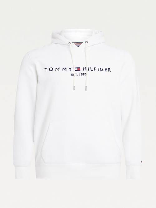 Tommy Hilfiger Plus Tommy Logo Flex Fleece Kapucnis Pulóver Férfi Fehér | TH590YWX