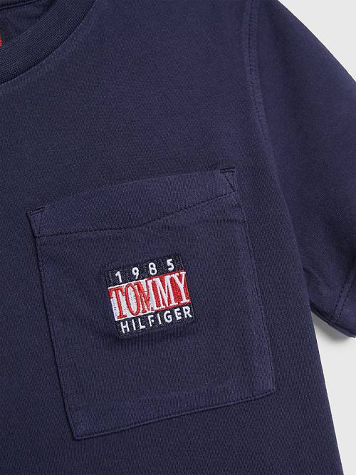 Tommy Hilfiger Pocket Logo Embroidery Póló Fiú Kék | TH528VHM