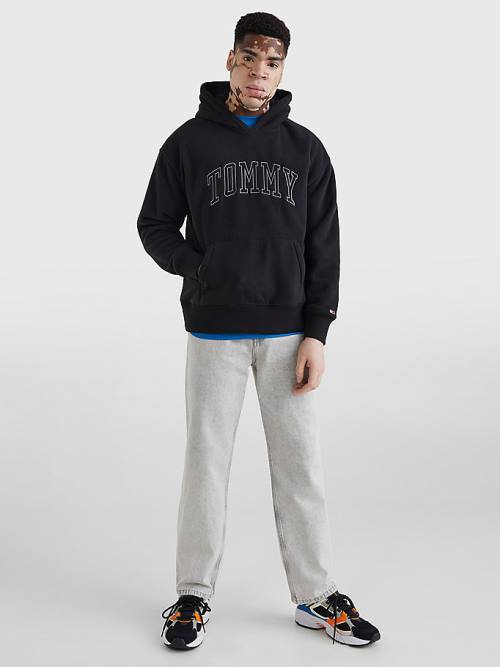 Tommy Hilfiger Polar Fleece Relaxed Fit Kapucnis Pulóver Férfi Fekete | TH846OQK