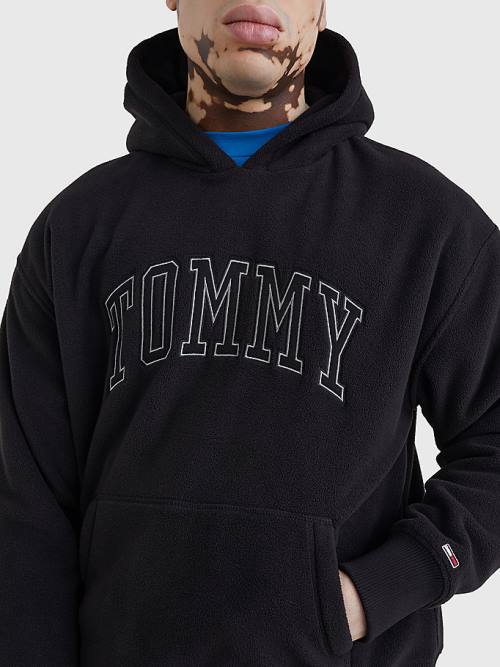 Tommy Hilfiger Polar Fleece Relaxed Fit Kapucnis Pulóver Férfi Fekete | TH846OQK